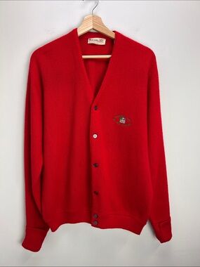 Vintage Izod Of London Country Club Of New Seabury Cardigan Sweater Red Large
